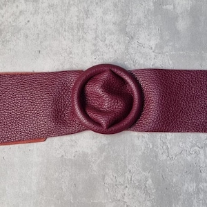 Genuine Leather Wide Waist Belt: Women's Dress Belt Burgundy