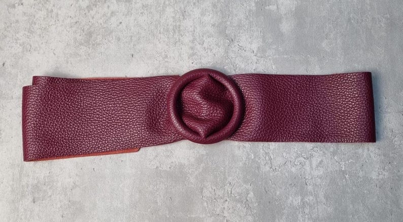 Genuine Leather Wide Waist Belt: Women's Dress Belt Burgundy