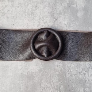 Genuine Leather Wide Waist Belt: Women's Dress Belt Chocolate brown