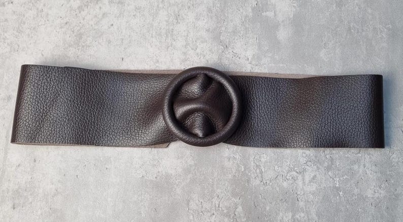 Genuine Leather Wide Waist Belt: Women's Dress Belt Chocolate brown
