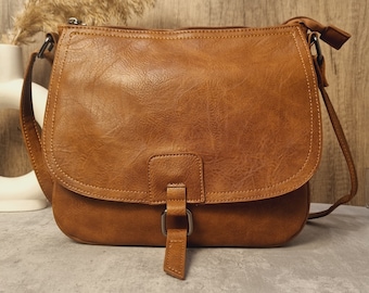 Bolso bandolera de piel vegana marrón