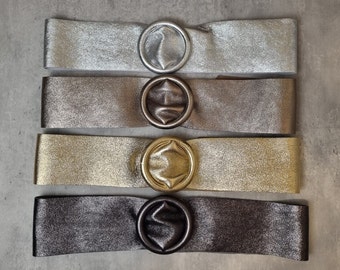 Real Leather Wide Waist Belt , Metallic Gold Waist Belt, Women Silver Dress Belts, Ladies Dress Belt, Bronze Belt, Dark silver Wrap Belt