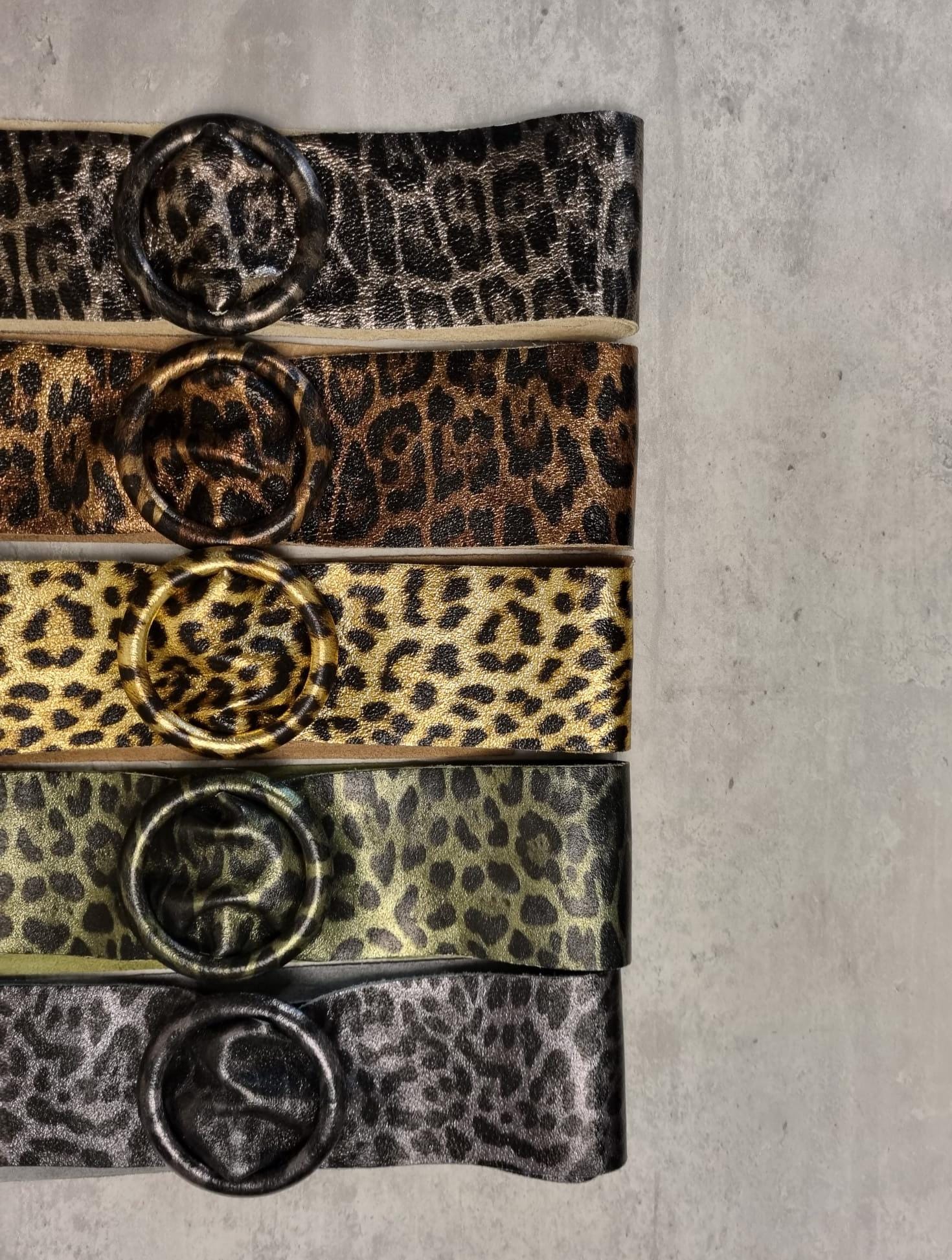 Women Leather Wide Fashion Thick Dress Belt With Gold Buckle Belt Leopard Gold SUOSDEY Women main image 3