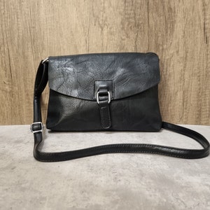 Cartable noir en cuir végétalien, sac bandoulière noir, sac à bandoulière noir, sac végétalien noir unisexe sac à bandoulière noir