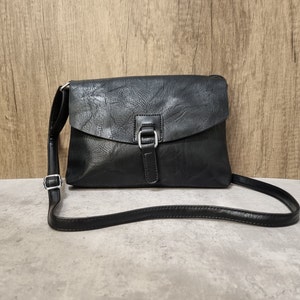 Vegan Leather Black Satchel Bag, Black Crossbody bag, Black Shoulder bag, Black Vegan Bag Unisex Black Crossbody bag zdjęcie 1