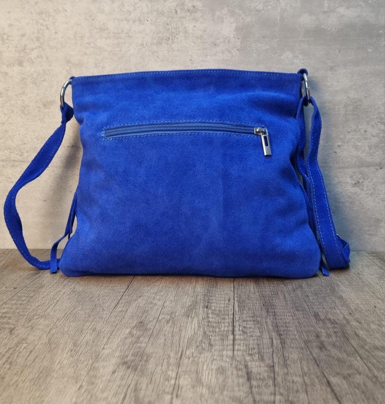 Royal Blue Suede Fringe Crossbody Bag: Tassel Shoulder Bag - Etsy