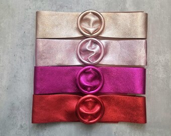 7485 Obi Belt For Women – Wide Waist In Faux Leather, Mica- Fuchsia FASHIONGEN Obi Belt for Women – Wide Waist Belt in Faux  main image 2