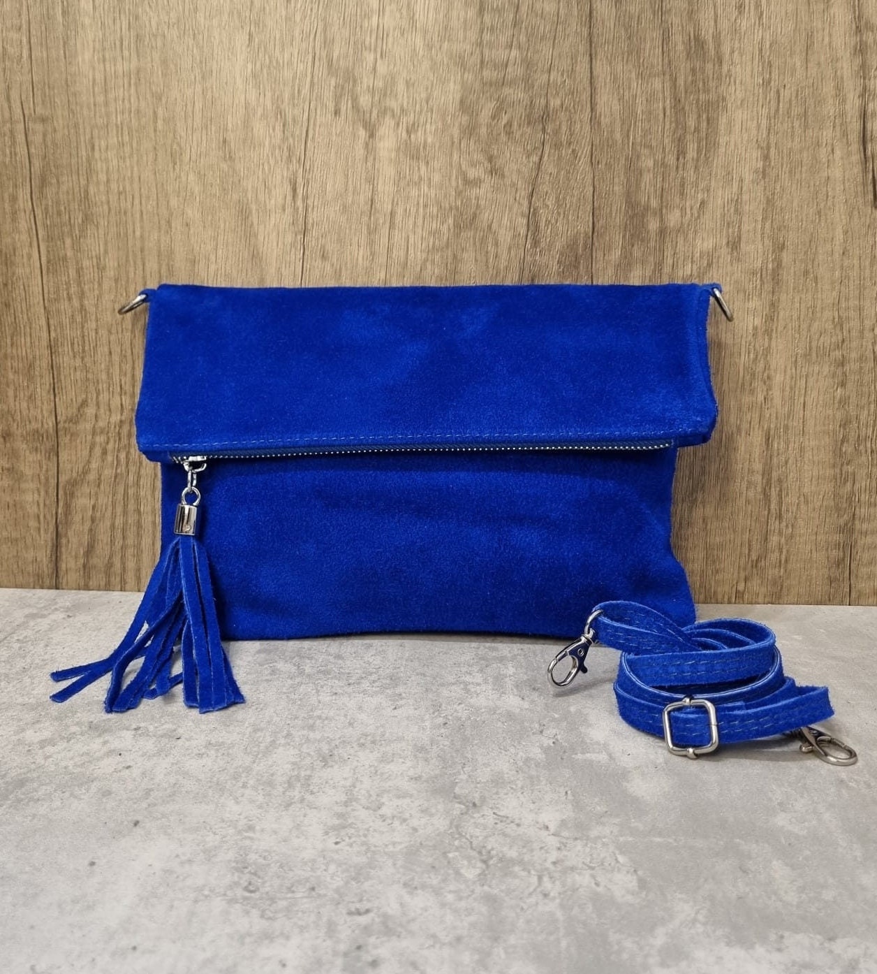 Royal blue leather bag - Etsy 日本