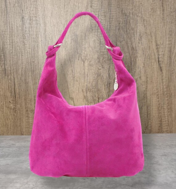 Hot pink suede bag deals