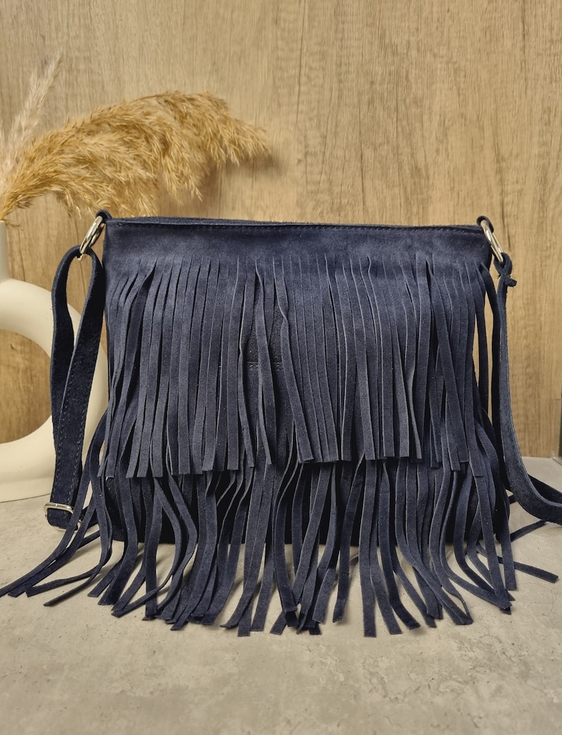 Way Medium Calfskin Handbag - Dove Grey Leather and Neon Blue Suede