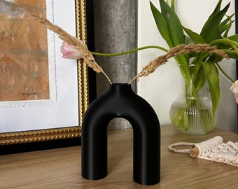 Modern Arched Contemporary Vase, For Cut or Dried Flowers & Plants, Table or Shelf Decoration, Housewarming Gift, Minimalistic Elegant Decor