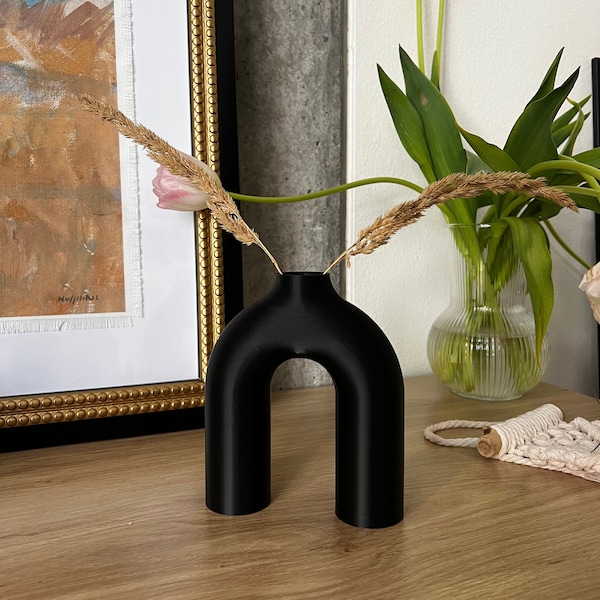 Modern Arched Contemporary Vase, For Cut or Dried Flowers & Plants, Table or Shelf Decoration, Housewarming Gift, Minimalistic Elegant Decor