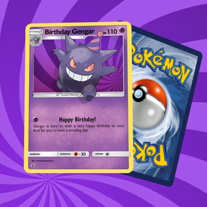Gengar Pokemon Personalisierte Benutzerdefinierte Cartoon Handmade alles Gute zum Geburtstag Weihnachtsgeschenk für Sohn Tochter Enkel Bruder Geburtstagskarte Geschenk