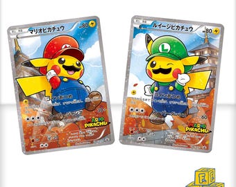 ポケモンカードゲーム Luigi Pikachu&Mario Pikachu 2-piece set Pikachu Mario & Luigi 2 Card Set Metal Japanese Pokémon Gift