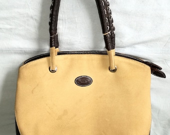 TOD'S Vintage Tan Brown Suede Leather Tote Handbag Made in Italy