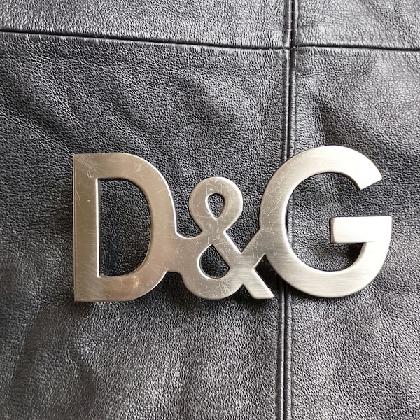 D&G by DOLCE and GABBANA Vintage 90s Large Silver Metalic Ladys Belt Buckle