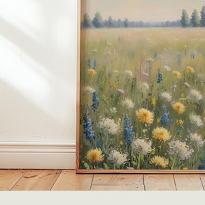 Floral Meadow Canvas Art, Nature Print, Wildflower Wall Decor, Nature Scene, Home Decor, Botanical, Flower Art, Landscape Wall Decor,