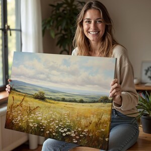 Large Wall Art Canvas Landscape, Vintage Canvas Wall Art, Living Room Canvas Wall Art,  Botanical Artful Wall Art, Botanical Landscape Art