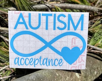 Calcomanía de concienciación sobre el autismo, calcomanía de pieza de rompecabezas, calcomanía de aceptación del autismo, calcomanía del infinito del autismo