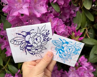 Bee Decal, Floral Bee Decal, Flower Bee Decal, Save the Bees Decal, Honey Bee Decal