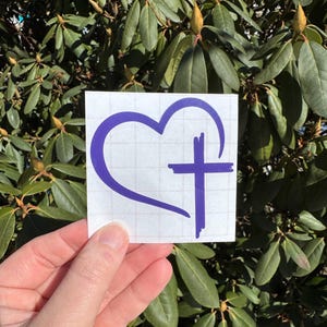 Christian Decal, Religious Decal, Heart Cross Decal, Cross Decal, Faith Decal