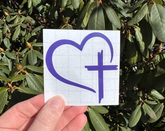 Heart Cross Decal, Christian Decal, Cross Decal