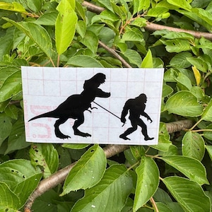 Adesivo Sasquatch che cammina T Rex, Adesivo Sasquatch divertente, Adesivo Sasquatch, Adesivo T Rex