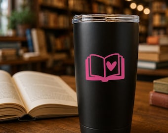 Book Lover Decal | Open Book Heart Vinyl Sticker | Reader Car Window Tumbler Laptop Decal | Bookish Gift for Her