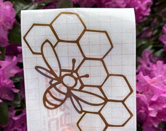 Bee and Honeycomb Decal, Bee Decal, Beekeeper Decal
