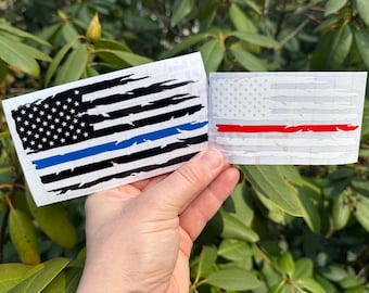 Calcomanía de la bandera de la Línea Delgada, Calcomanía apoyo policial, Calcomanía de apoyo militar, Calcomanía de la Línea Azul Delgada, Calcomanía de apoyo a los bomberos