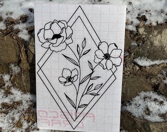 Wildflower Decal, Floral Decal, Geometric Flower Decal, Flower Decal
