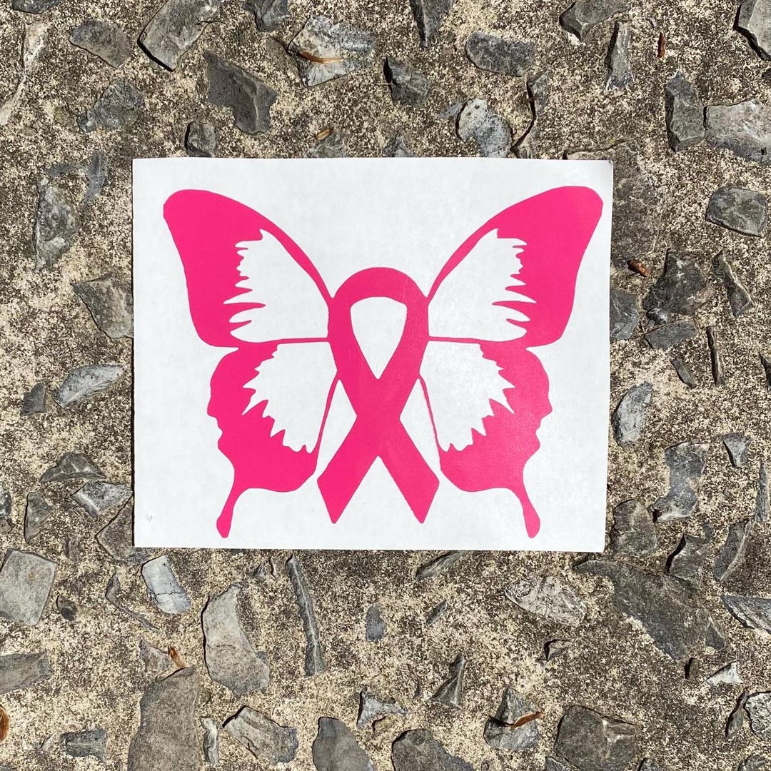 Awareness Ribbon Decal, Ribbon Butterfly Decal, Breast Cancer Awareness ...