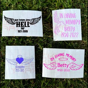 Memorial Decal, In Memory Decal, Remembrance Decal, In Loving Memory Decal, Give Heaven Some Hell Decal