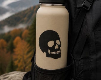 Skull Decal, Skeleton Head Vinyl Sticker, Gothic Car Window Decal, Halloween Tumbler Sticker, Biker or Tattoo Lover Gift