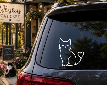 Autocollant Chat Mignon, Autocollant Chat Minimaliste, Autocollant Amoureux des Chats, Autocollant Chat Minimaliste pour Voiture, Autocollant Chat Heureux, Cadeau pour Amoureux des Animaux