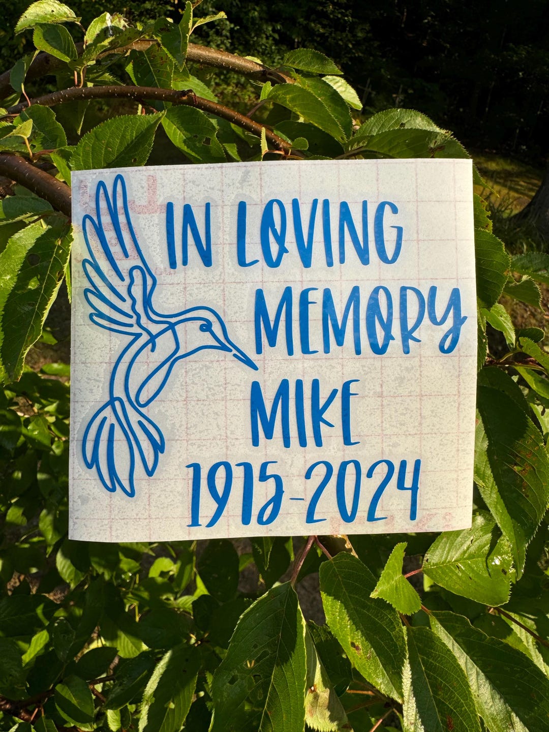 Hummingbird Memorial Decal, in Loving Memory Decal, Remembrance Decal ...
