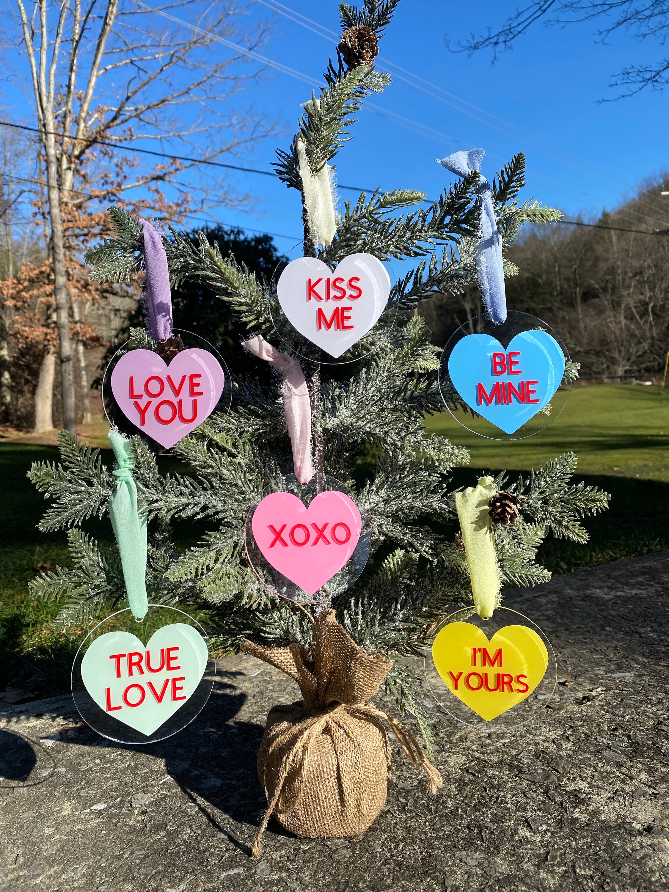 Valentines Day Ornament, Valentines Ornament, Acrylic Valentines Day  Ornament, Candy Heart Ornament, Valentines Day Tree Ornament 
