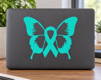 Cancer Awareness Butterfly Decal | Ribbon Butterfly Decal | Breast Cancer Decal | Survivor Decal | Cancer Support Sticker