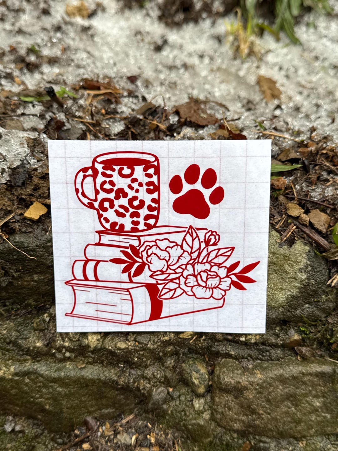 Book Decal, Book Lover Decal, Stack of Books Decal, Books and Coffee ...