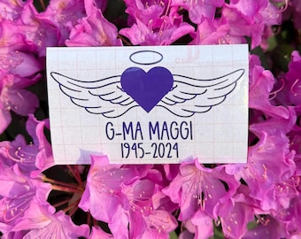 Memorial Decal, Personalized Remembrance Decal, In Loving Memory Decal, Heart with Wings Memorial Decal