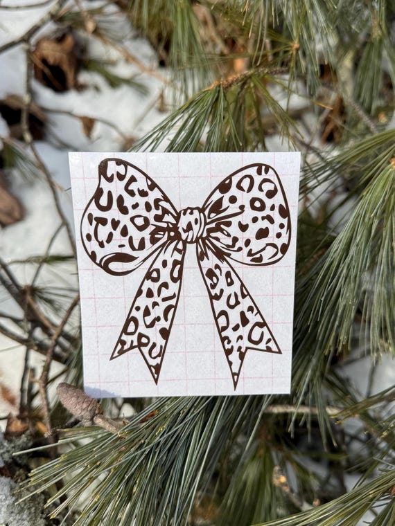 Coquette Bow Decal, Bow Decal, Cheetah Bow Decal, Girly Decal, Ribbon Decal, Leopard Print Bow, Leopard Bow Decal