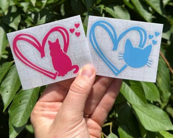 Cat Lover Decal, Cat Heart Decal, Cat Mom Decal, Cat Dad Decal, Cat Decal, Feline Decal, Cat Head Decal