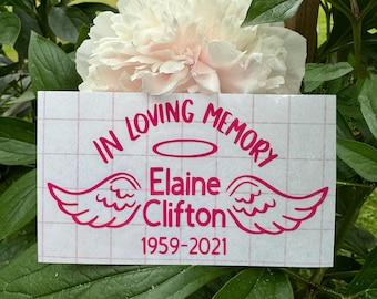 Memorial Decal, Personalized Remembrance Decal, In Loving Memory Decal, Remembrance Decal, Angel Wing Decal