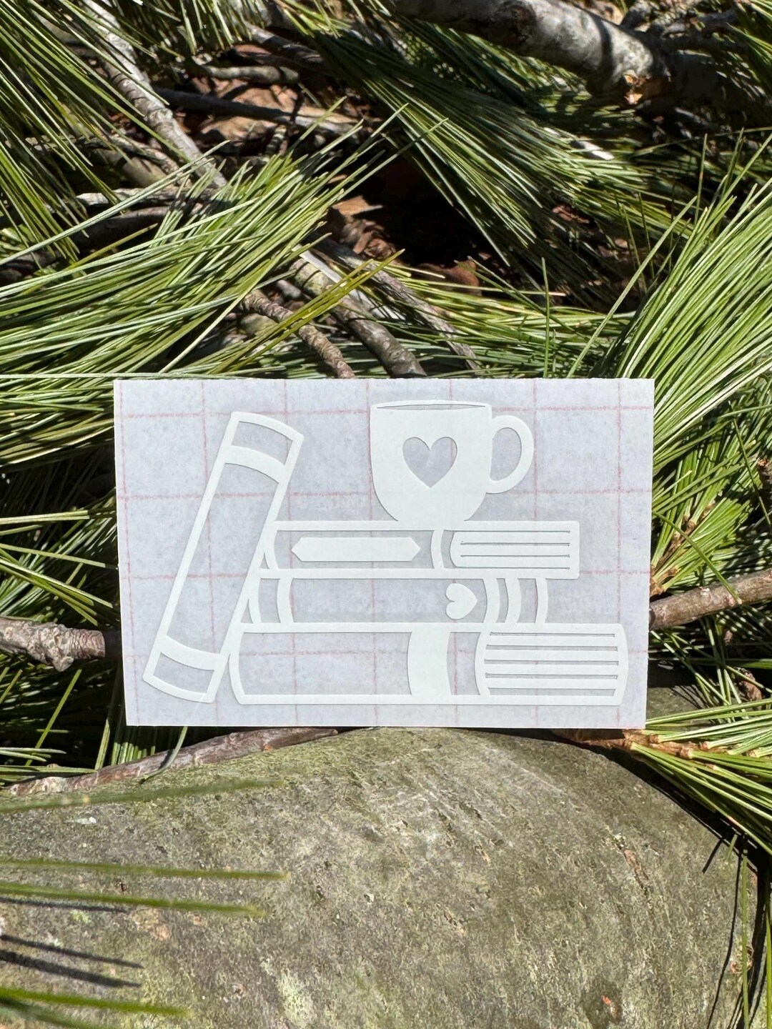 Book Decal, Book Lover Decal, Stack of Books Decal, Books and Coffee ...