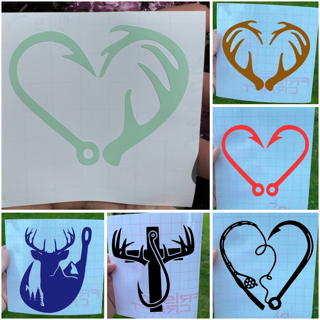 Antler Hook Heart Decal, Antler Heart Decal, Hook Heart Decal, Hunting
