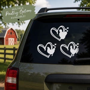 Poultry Heart Decal, Chicken Decal, Rooster Decal, Silkie Decal, Duck Decal, Turkey Decal, Chicken Mom Gift, Farm Animal Car Sticker