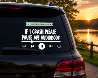 Autocollant « Si je plante, mettez mon livre audio en pause » | Autocollant humoristique pour podcasteurs | Autocollant pour amoureux des livres audio | Autocollant pour passionnés de lecture | Cadeau pour podcasteurs | Autocollant pour lecteurs