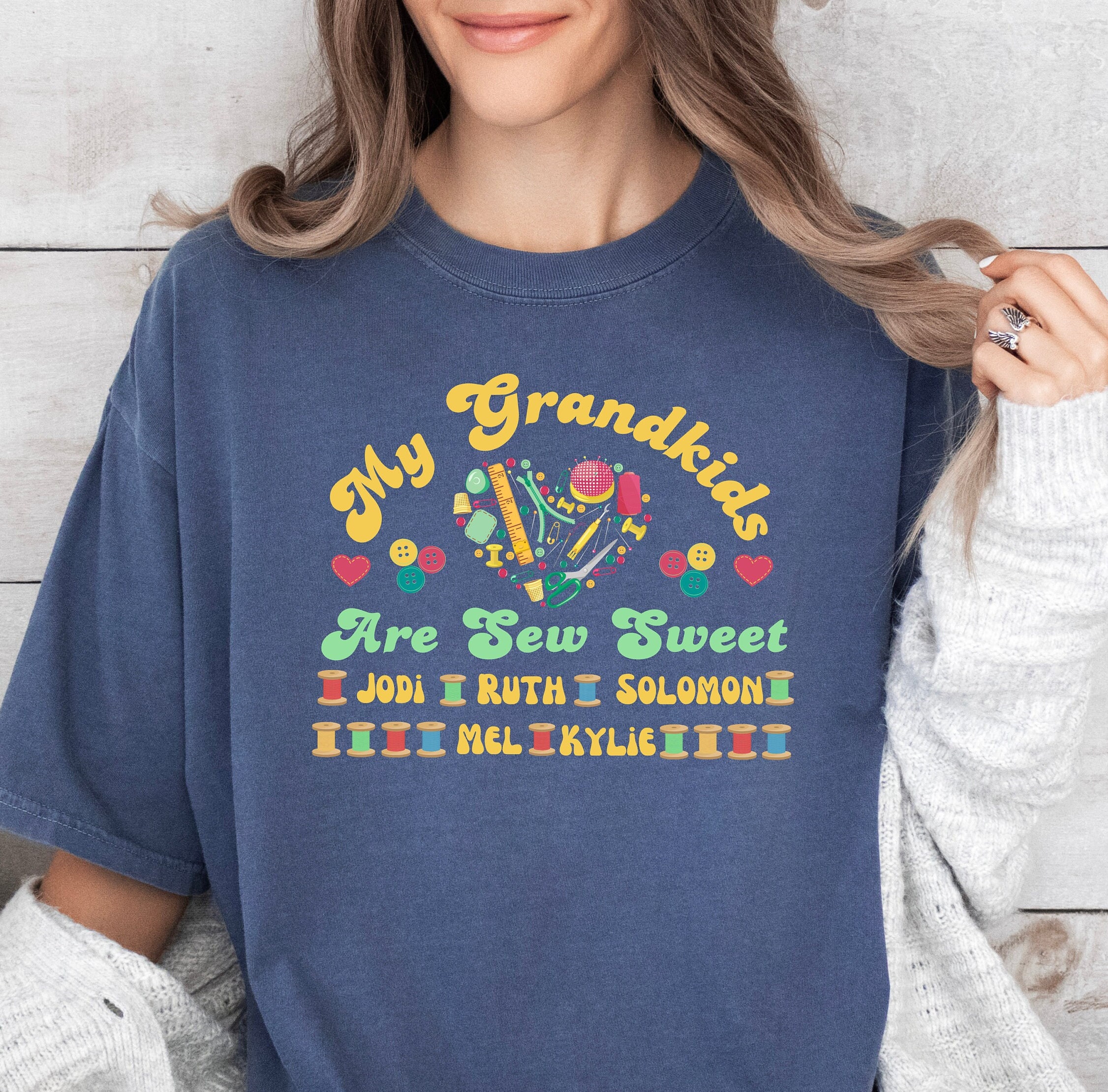 Customized Sewing Grandma Comfort Colors Tshirt Personalized Gift for
