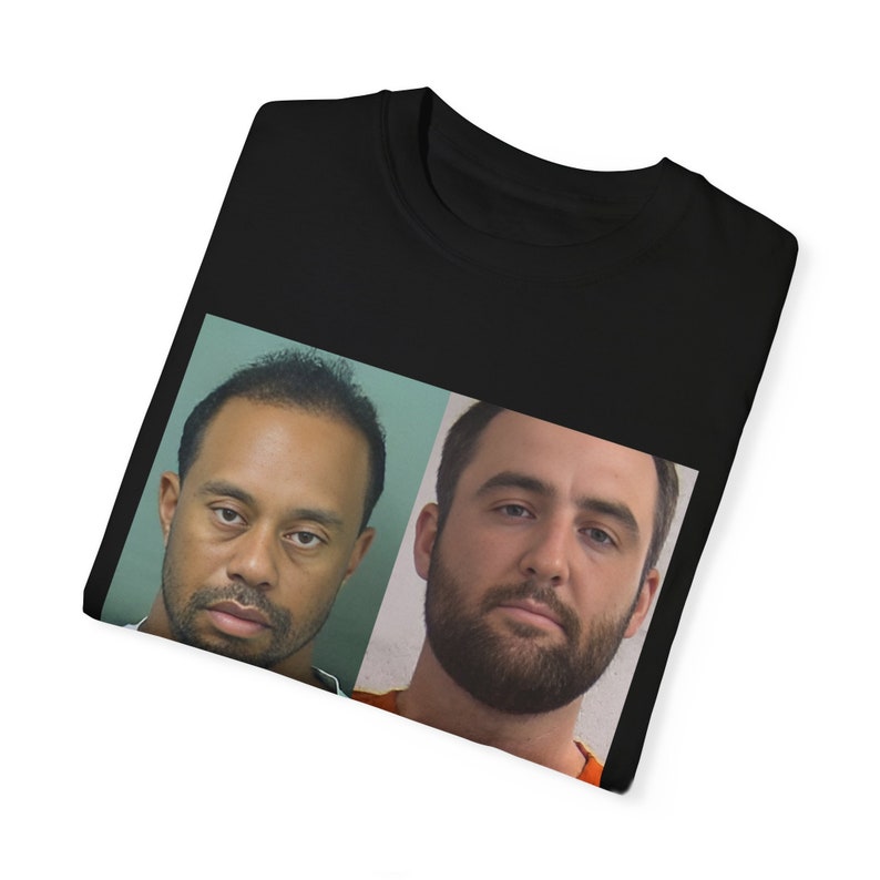 Scott Scheffler Tiger Woods Mugshots Masters Tshirts, Famous Golfer Mug