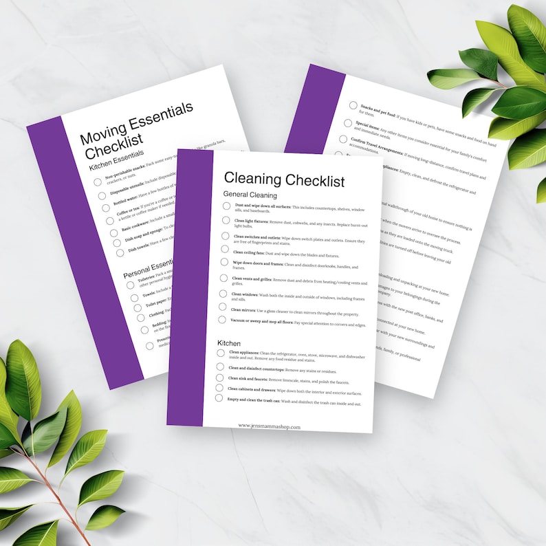 Printable House Move Checklist Home Moving Cleaning Checklist Printable Declutter Essentials ...